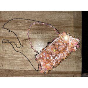 Y2K Pink Beaded and Sequined Clutch Purse